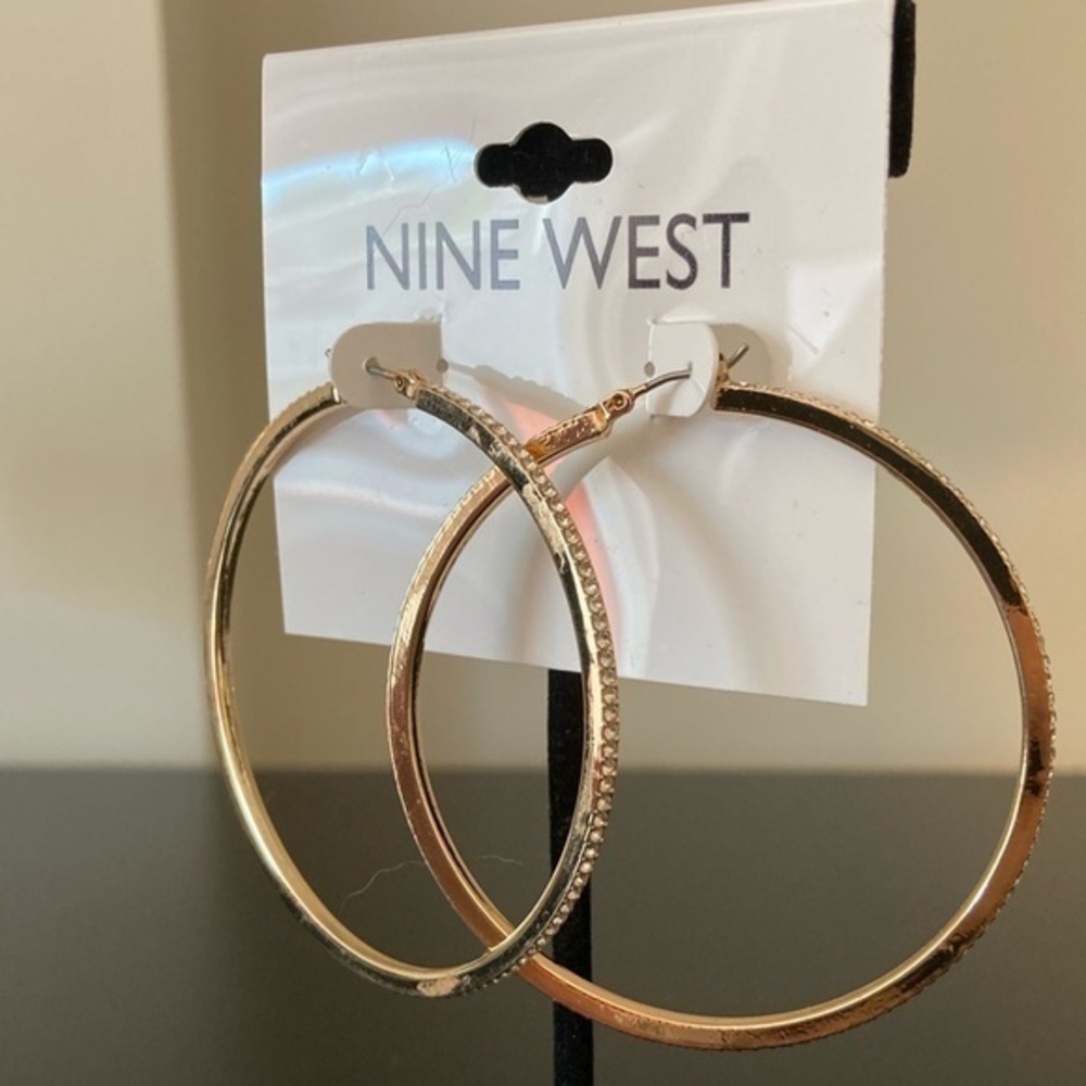 Nine West Textured Gold Hoop Earrings